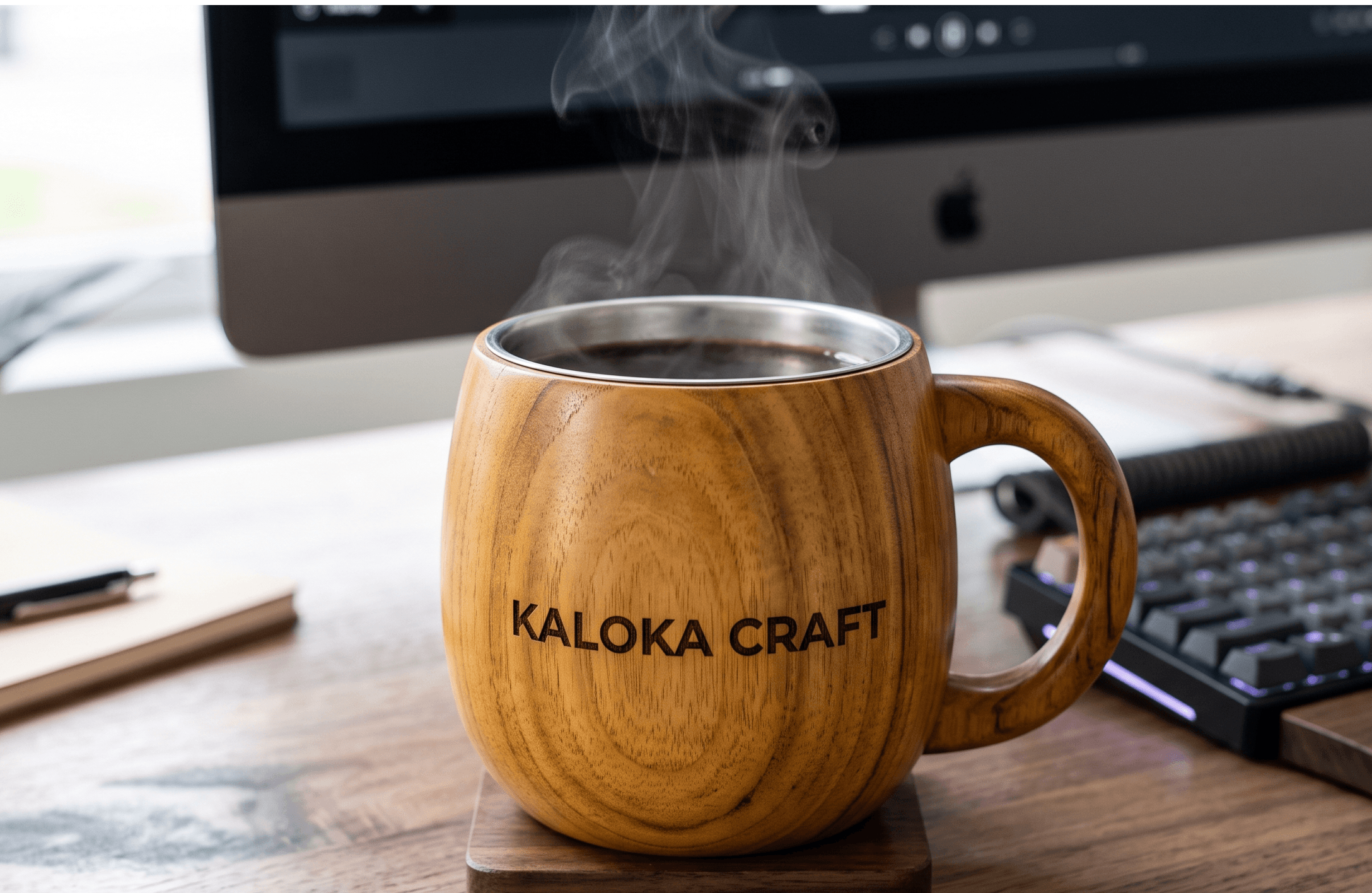 gambar product cangkir kalokacraft berisi coffe